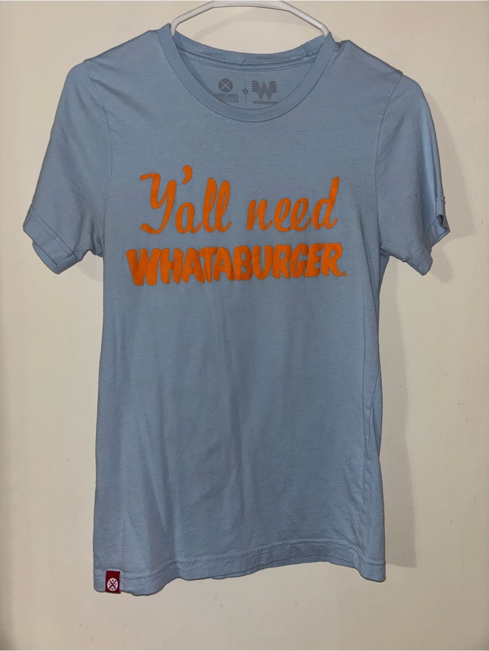 Whataburger 'Y'all need Whataburger' Short Sleeve Tee - Light Blue & Orange